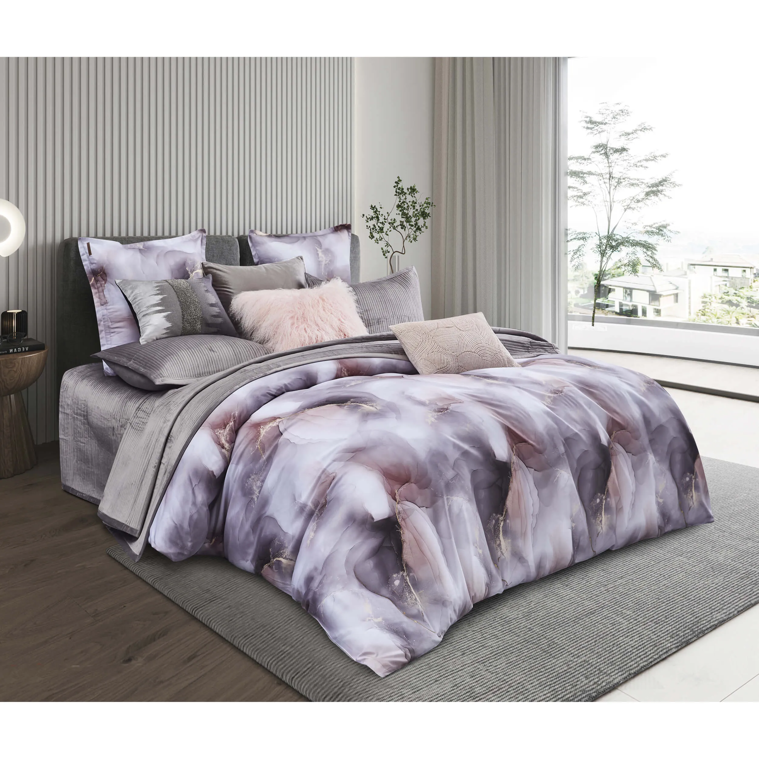 Amber Duvet Set, Grey Abstract