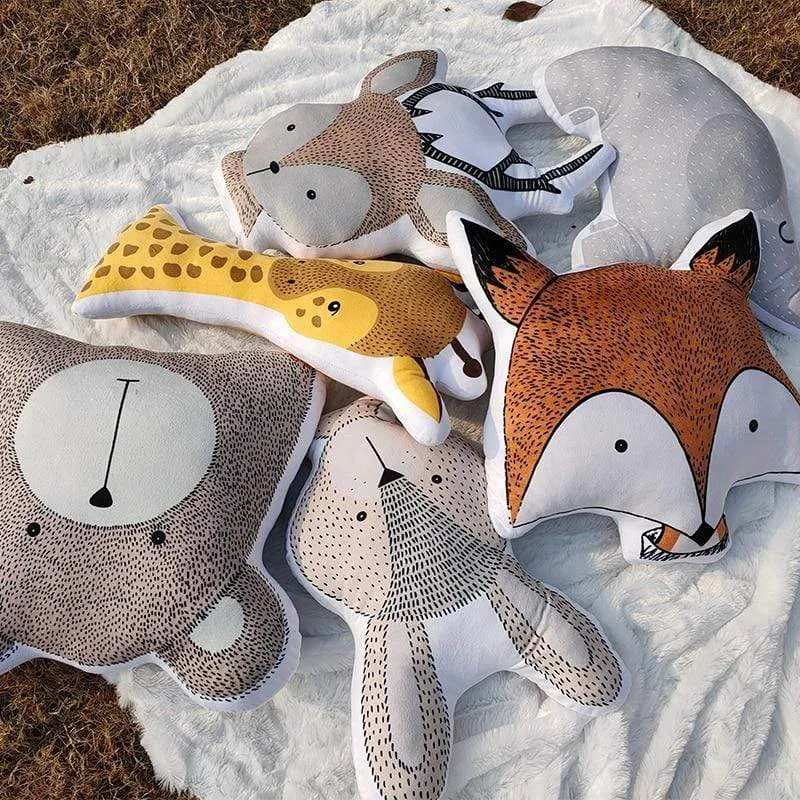 Baby Elephant Fox Deer Bear Giraffe Rabbit Soft Stuffed Plush Toys Pillows Animal Plush Toy Cartoon Pillow Cushion For Kids Gift