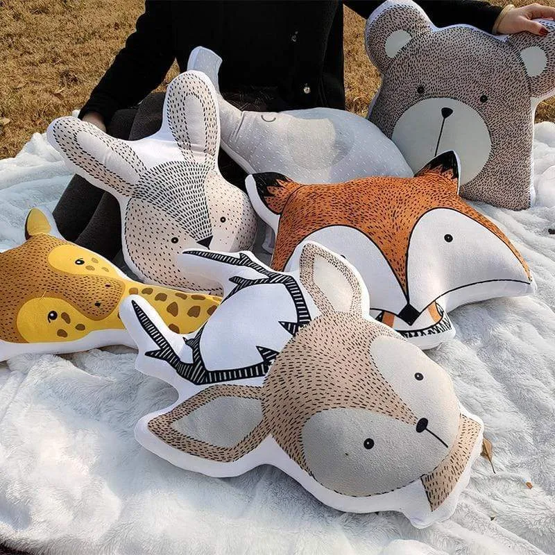 Baby Elephant Fox Deer Bear Giraffe Rabbit Soft Stuffed Plush Toys Pillows Animal Plush Toy Cartoon Pillow Cushion For Kids Gift