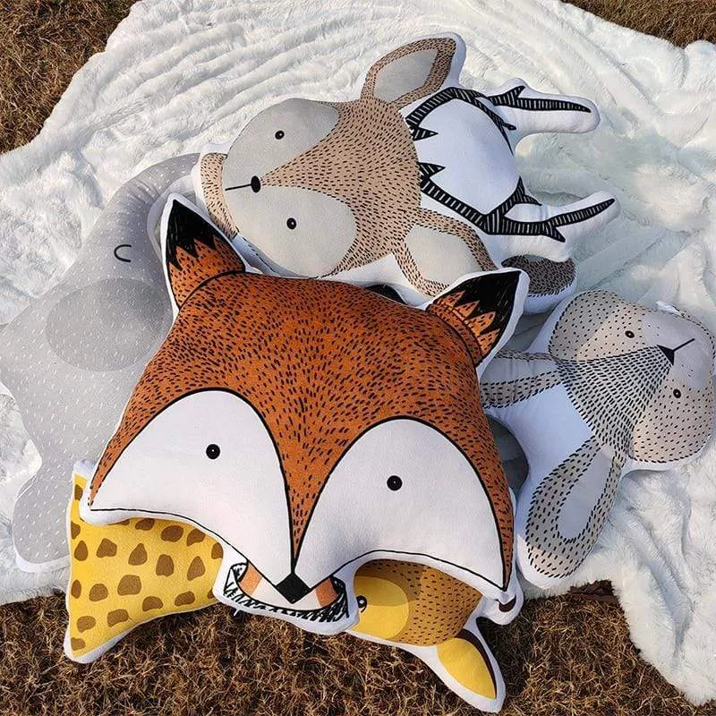 Baby Elephant Fox Deer Bear Giraffe Rabbit Soft Stuffed Plush Toys Pillows Animal Plush Toy Cartoon Pillow Cushion For Kids Gift