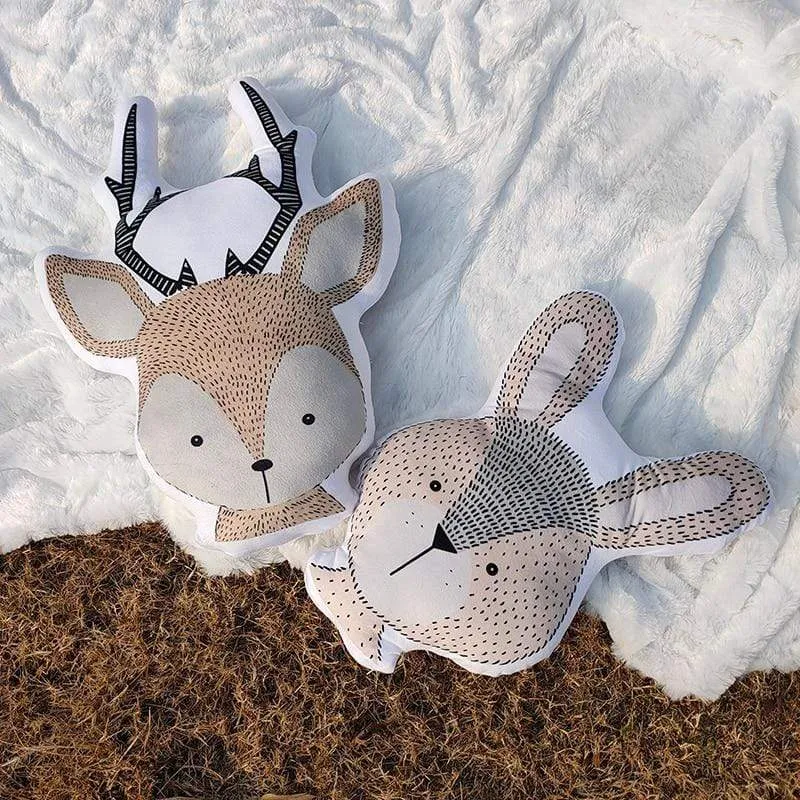 Baby Elephant Fox Deer Bear Giraffe Rabbit Soft Stuffed Plush Toys Pillows Animal Plush Toy Cartoon Pillow Cushion For Kids Gift