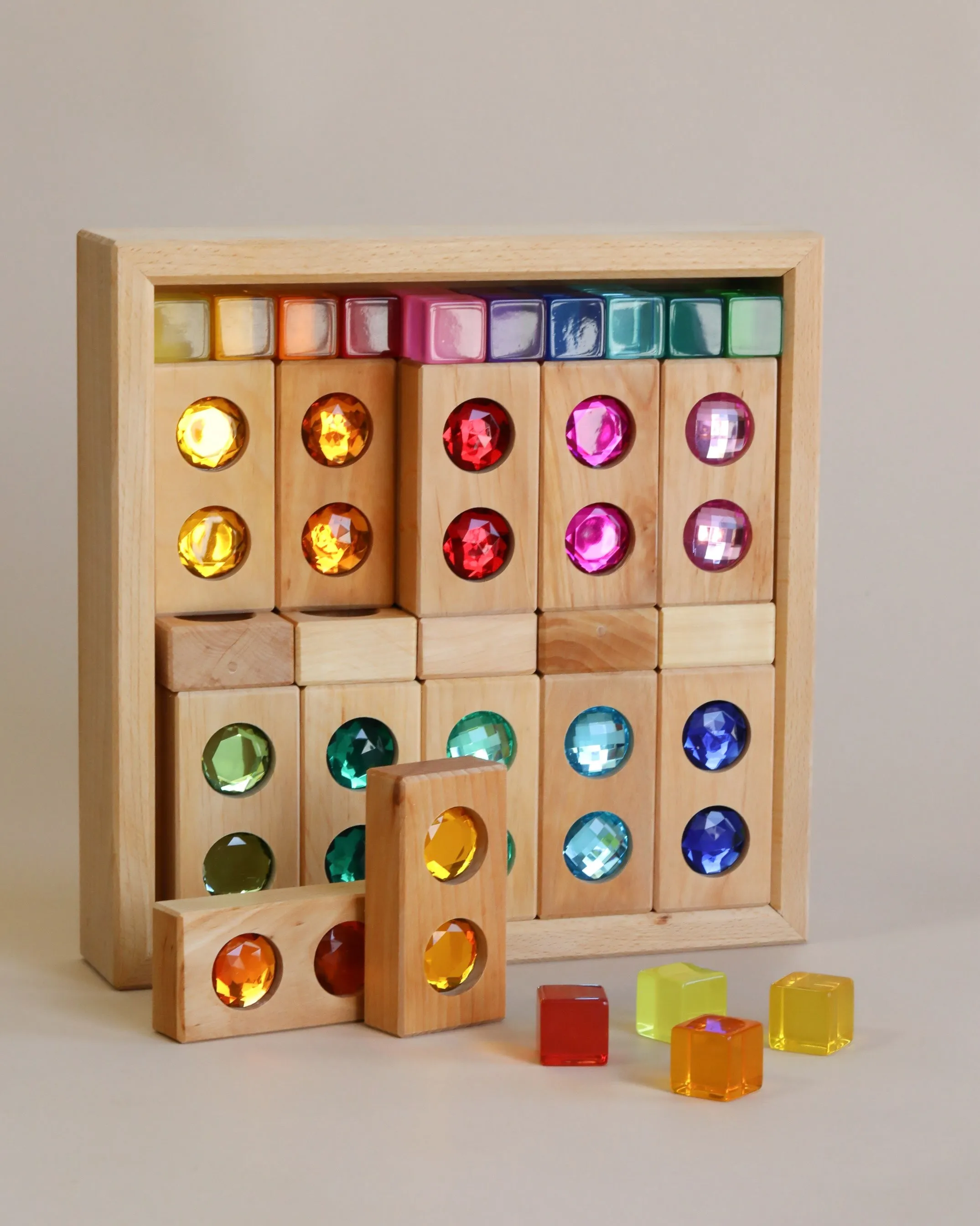 Bauspiel Gem Blocks with Lucent Cubes (45 pieces)