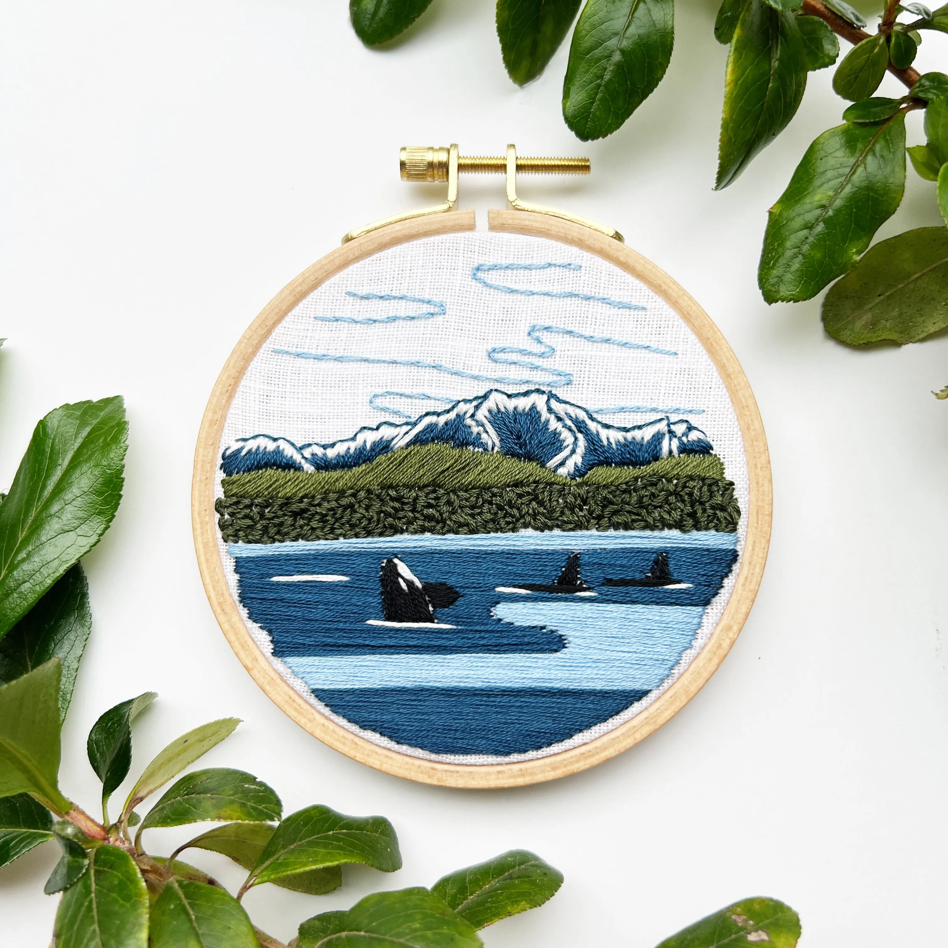 Beginning Embroidery with Rosanna Diggs - the Orcas in the Sound