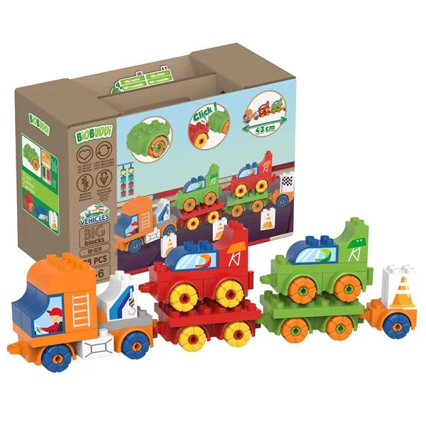 BiOBUDDi Truck With Cars Construction Set 38Pcs