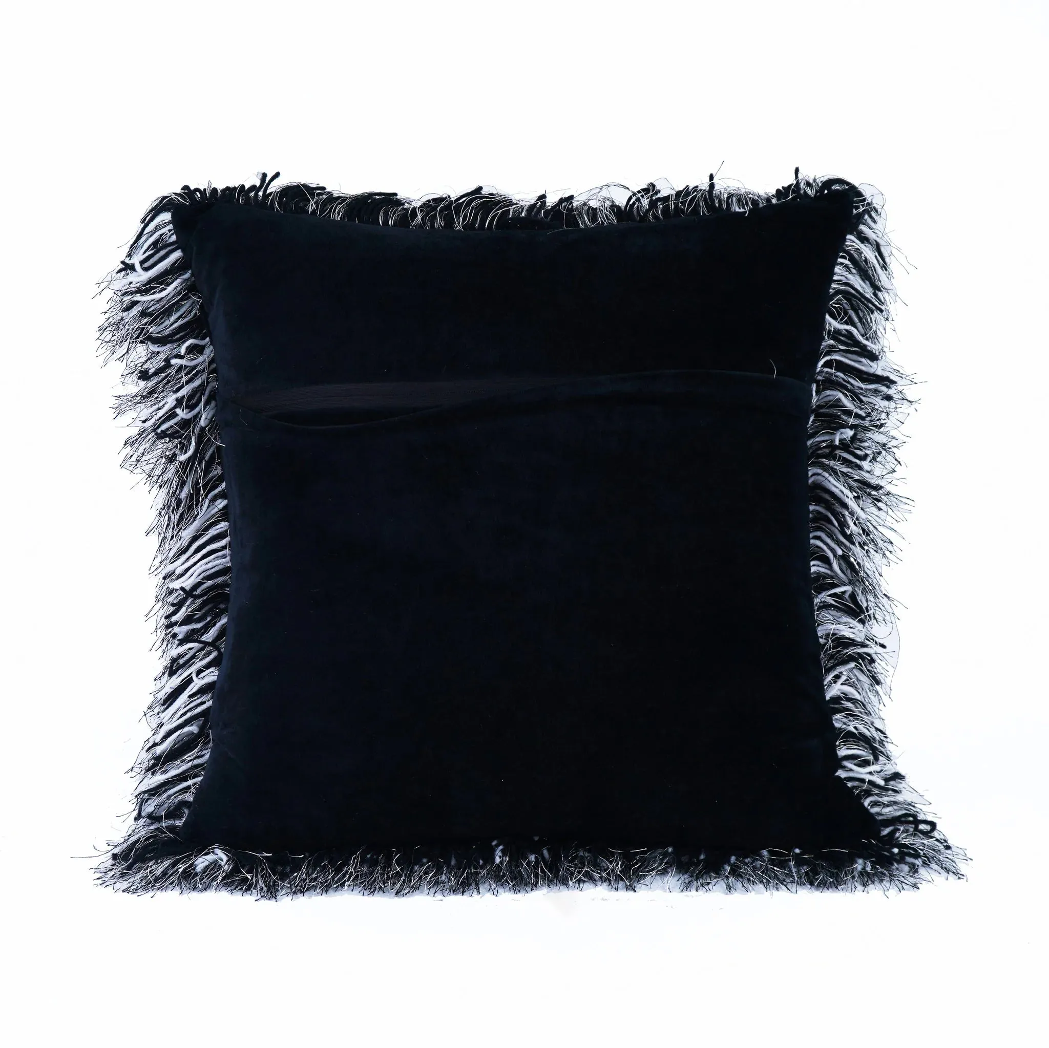 Black and White Shaggy Lurex Throw Pillows