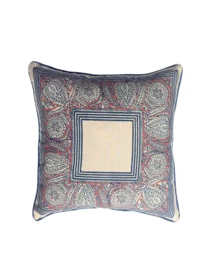 Istanbul Border Indigo/Brick Red Decorative Pillow Cover