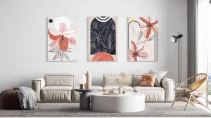 Lilies Pattern Set of 3 Prints Modern Wall Art Modern Artwork