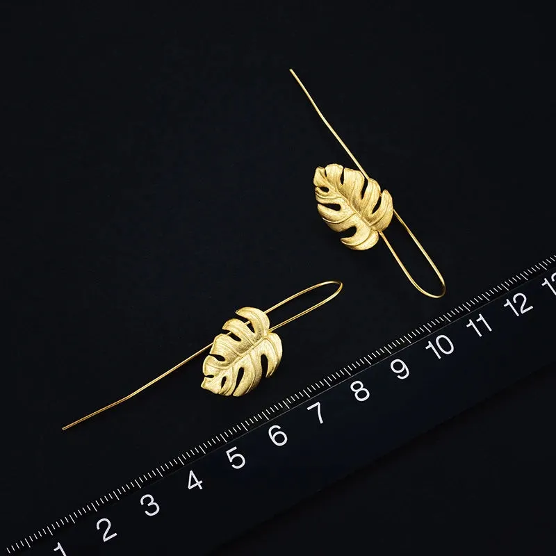 LOLO Real 925 Sterling Silver Handmade Fine Jewelry Creative Monstera Leaves Design Jewelry Set for Women