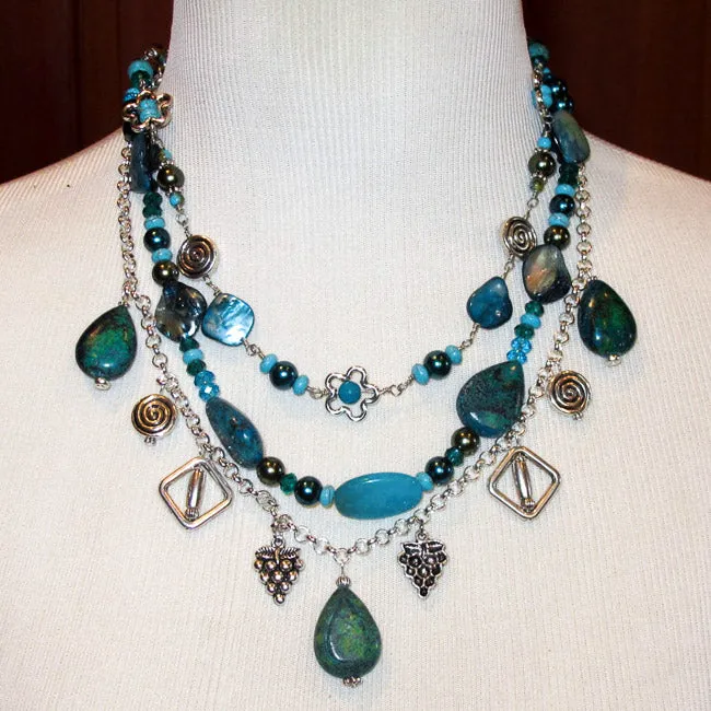 Multi-Strand, Mixed Technique Necklace with Multi-Strand Findings