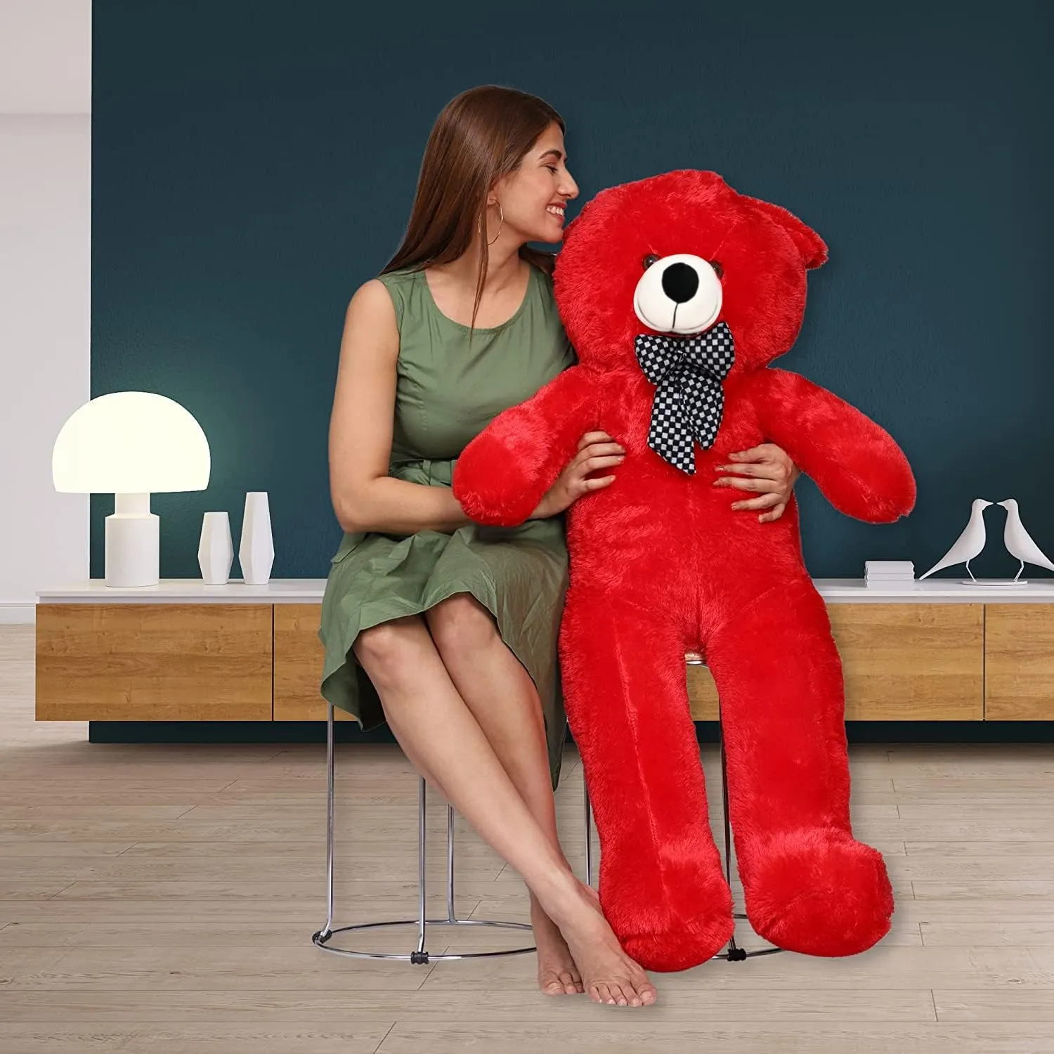 Niku 3 Feet Teddy Bear, Soft Toys for Girls Kids Boys, Lovable Huggable Big Teddy Bear Plushies for Girlfriends/Wife/Kids/Husband - (Red, 85 cm)