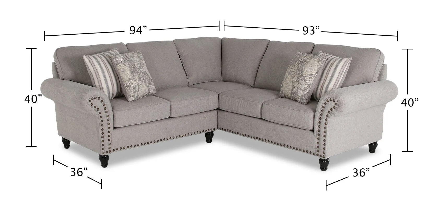 Norden 2-Piece Chenille Sectional - Grey