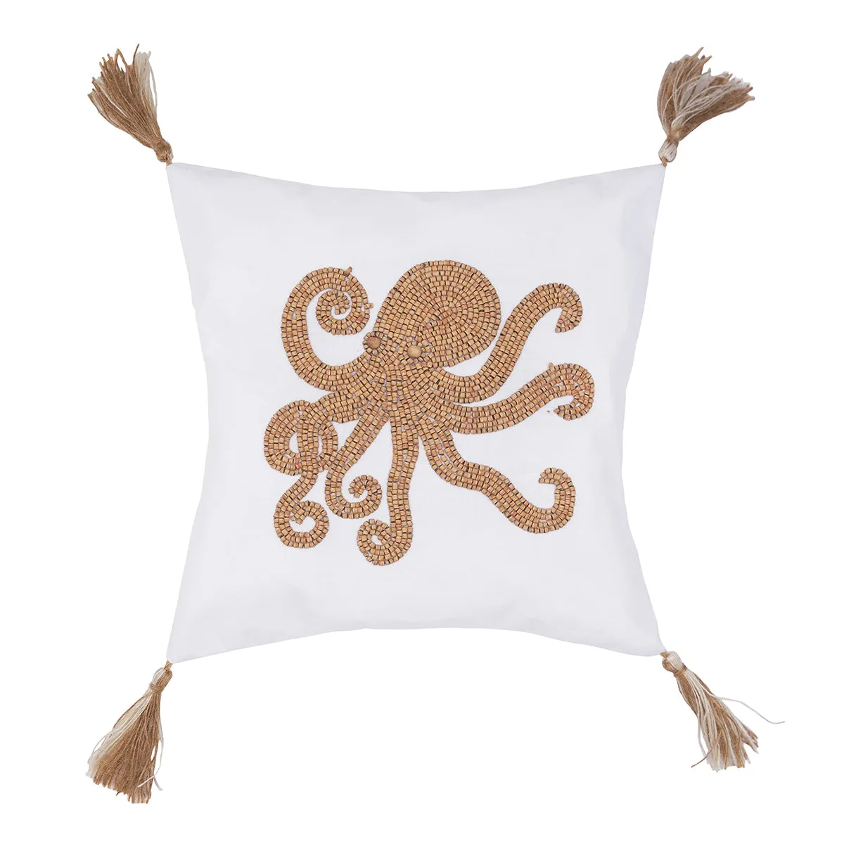 Octopus Handmade Wood Beaded Pillow