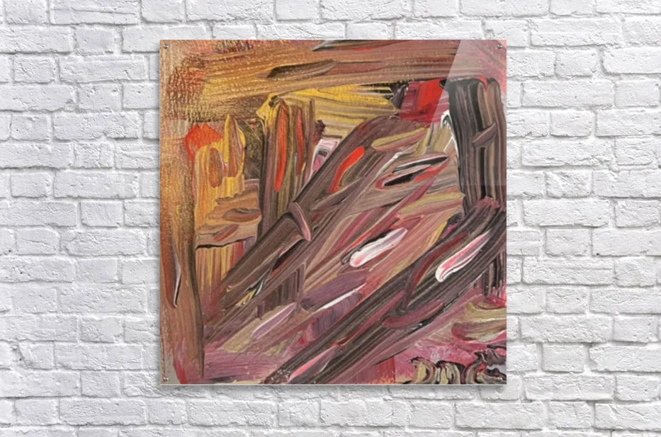 Pink  Red  White Gray and Gold Brushstrokes Original artwork by Deanna Caroon