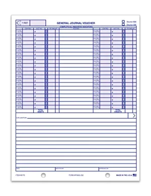 Professional-Grade General Journal Vouchers (Form FMAS-252) - 8-1/2" × 11" 1-Part Cut Sheet, 20# White Paper - Compatible with Ford Accounting System