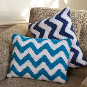 Red Heart Crochet Chevron Pillow Pair