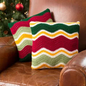 Red Heart Crochet Holiday Chevron Pillows