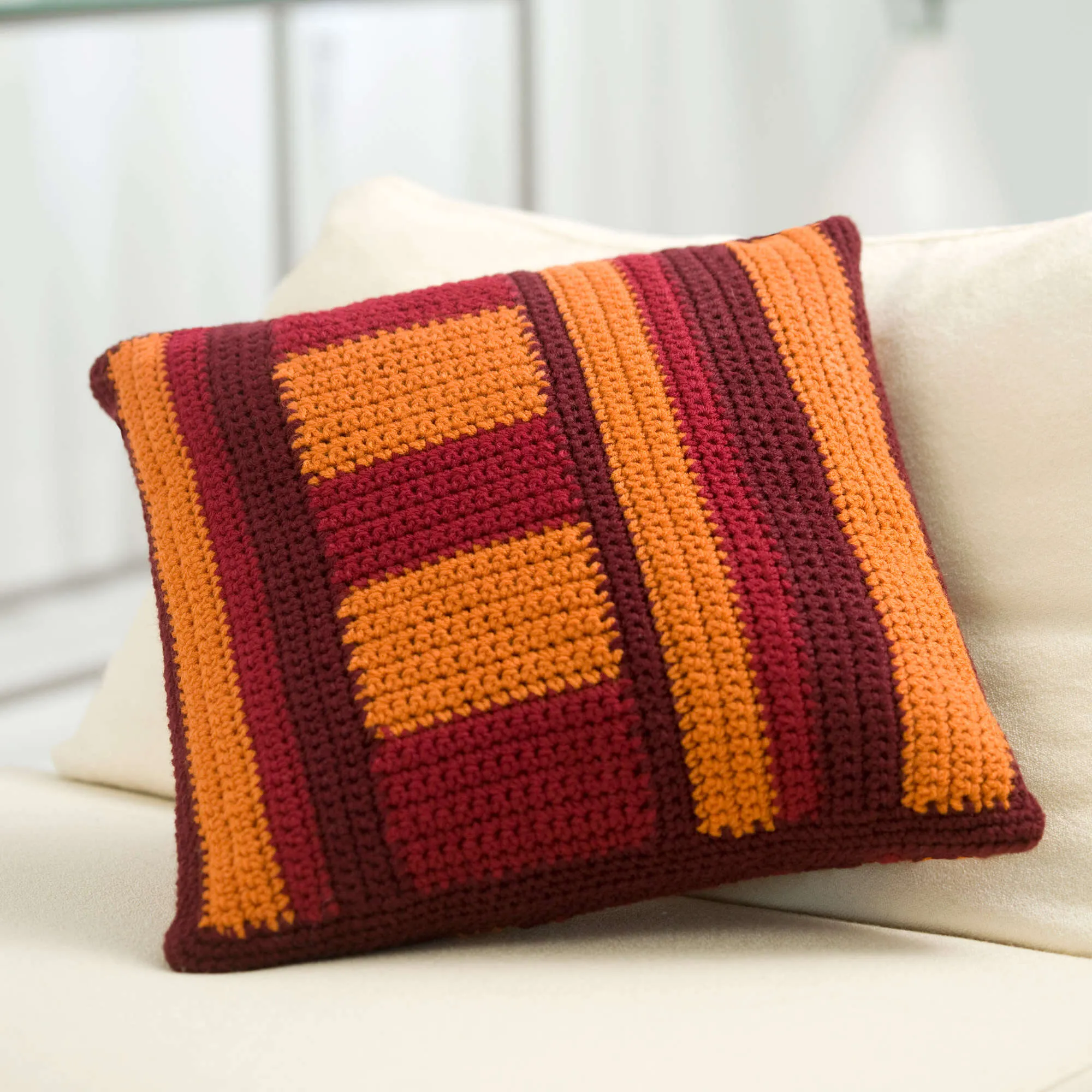 Red Heart Crochet Mod Striped Pillows