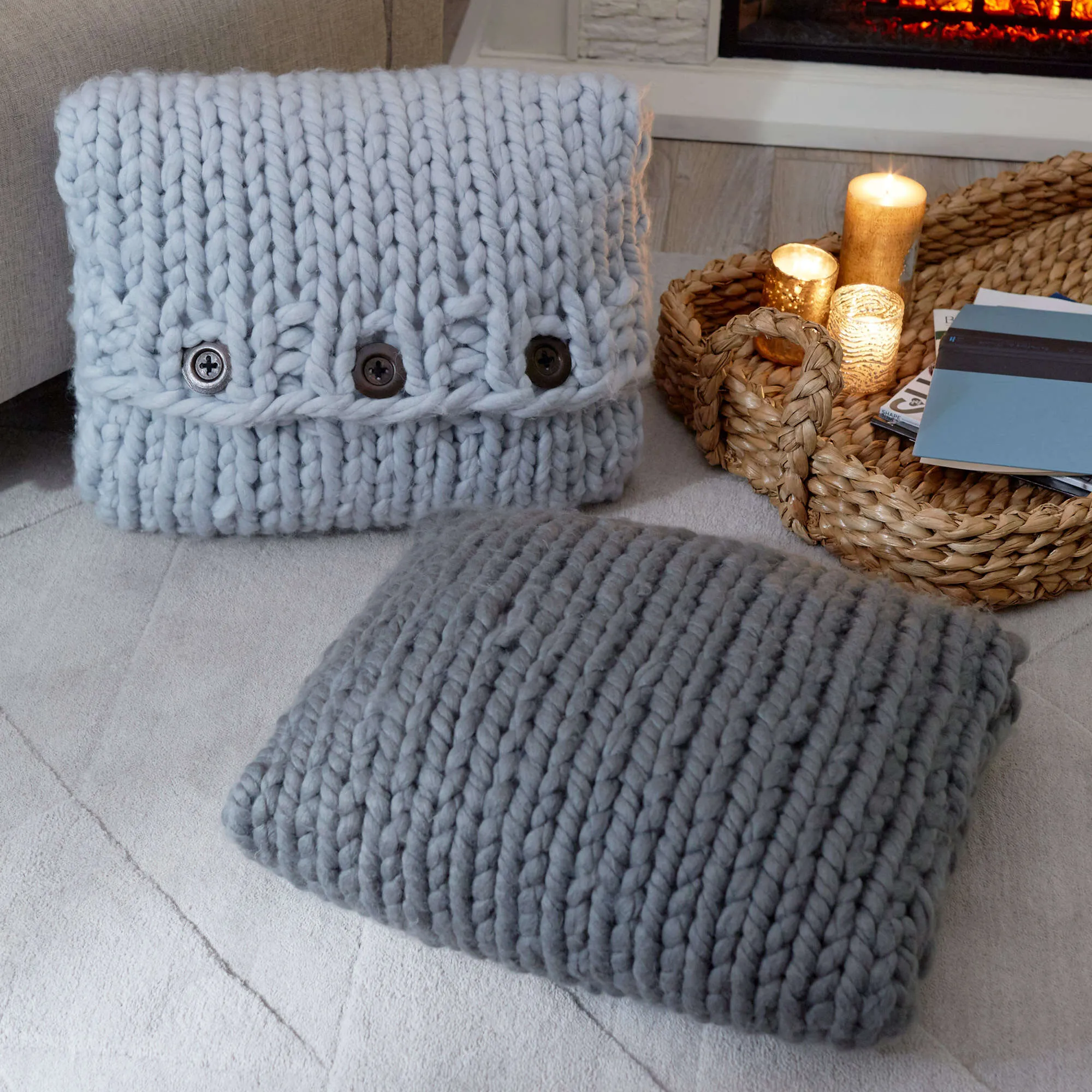 Red Heart Inviting Knit Pillows