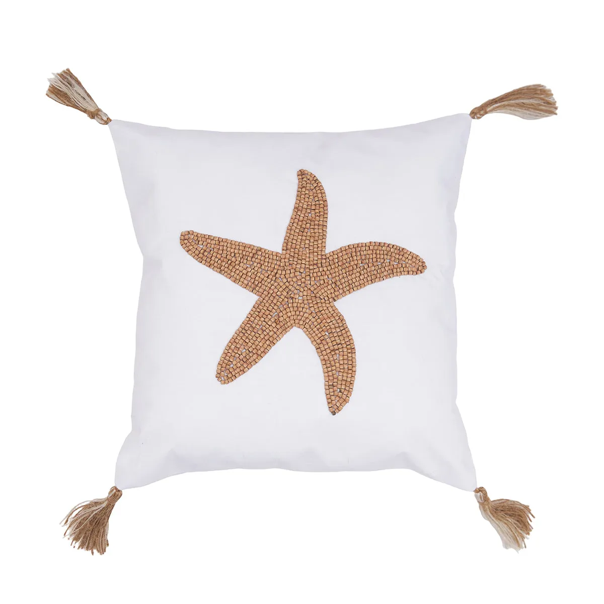 Sea Star Handmade Wood Beaded Pillow