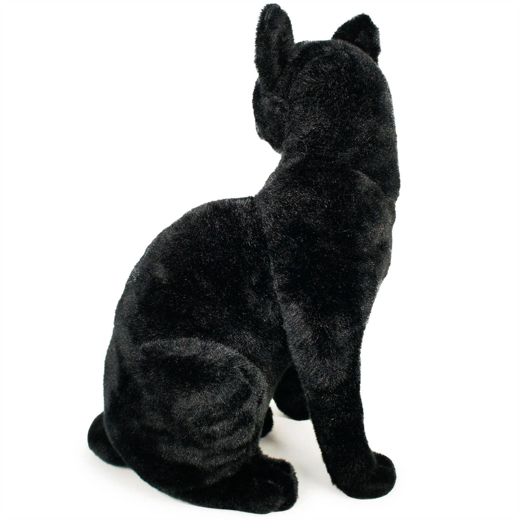 Sitting Realistic Plush Black Cat 13 Inch Stuffed Animal