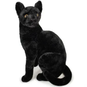 Sitting Realistic Plush Black Cat 13 Inch Stuffed Animal