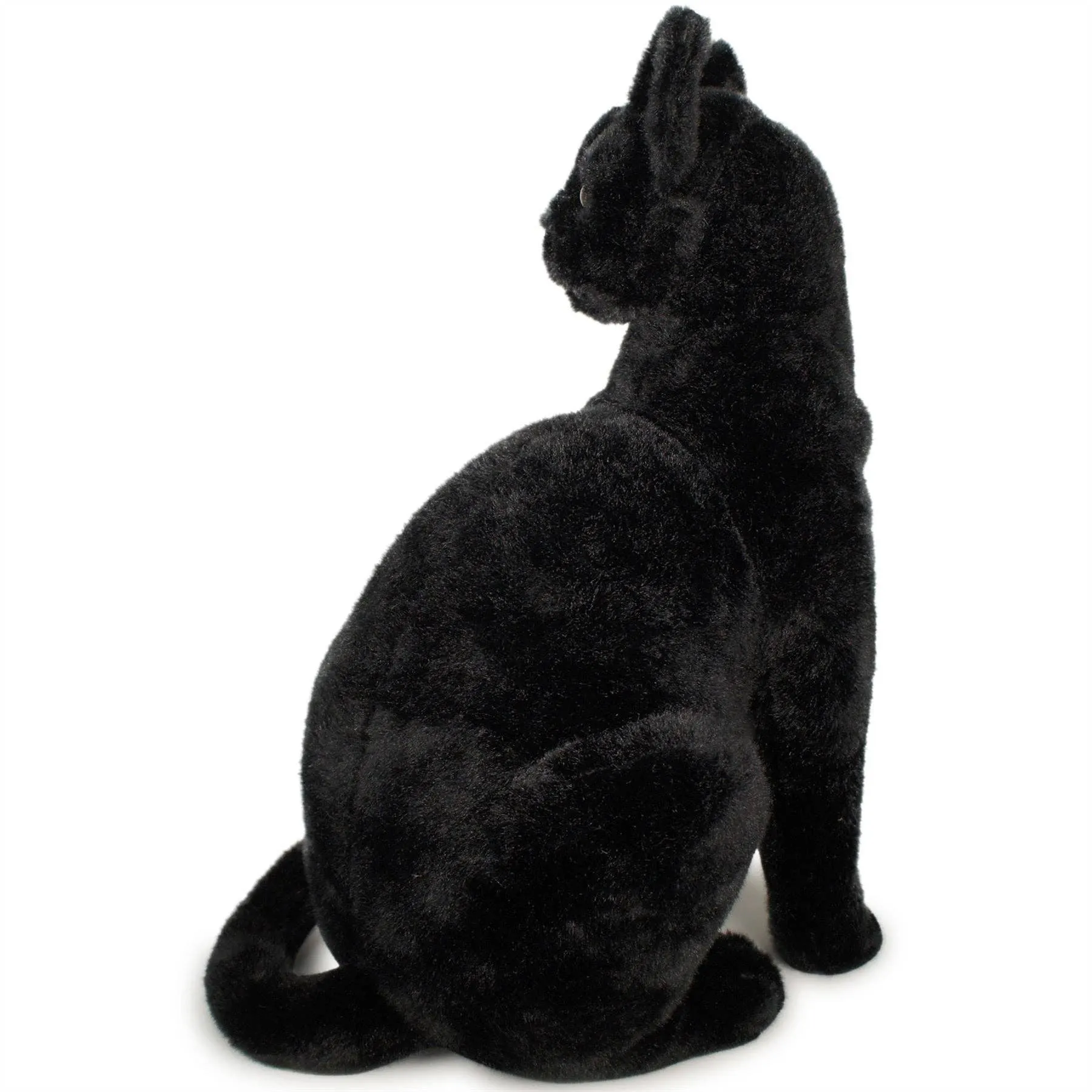 Sitting Realistic Plush Black Cat 13 Inch Stuffed Animal