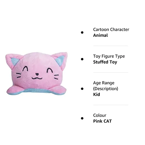 Storescent Reversible Soft Toys for Kids, Cat Stuffed Animal Plush Soft Toys for Boys and Girls | Plushie Toy (Pink CAT)