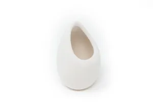 Wholesale - Small Ivory Ceramic Hanging Planter With Flat Bottom