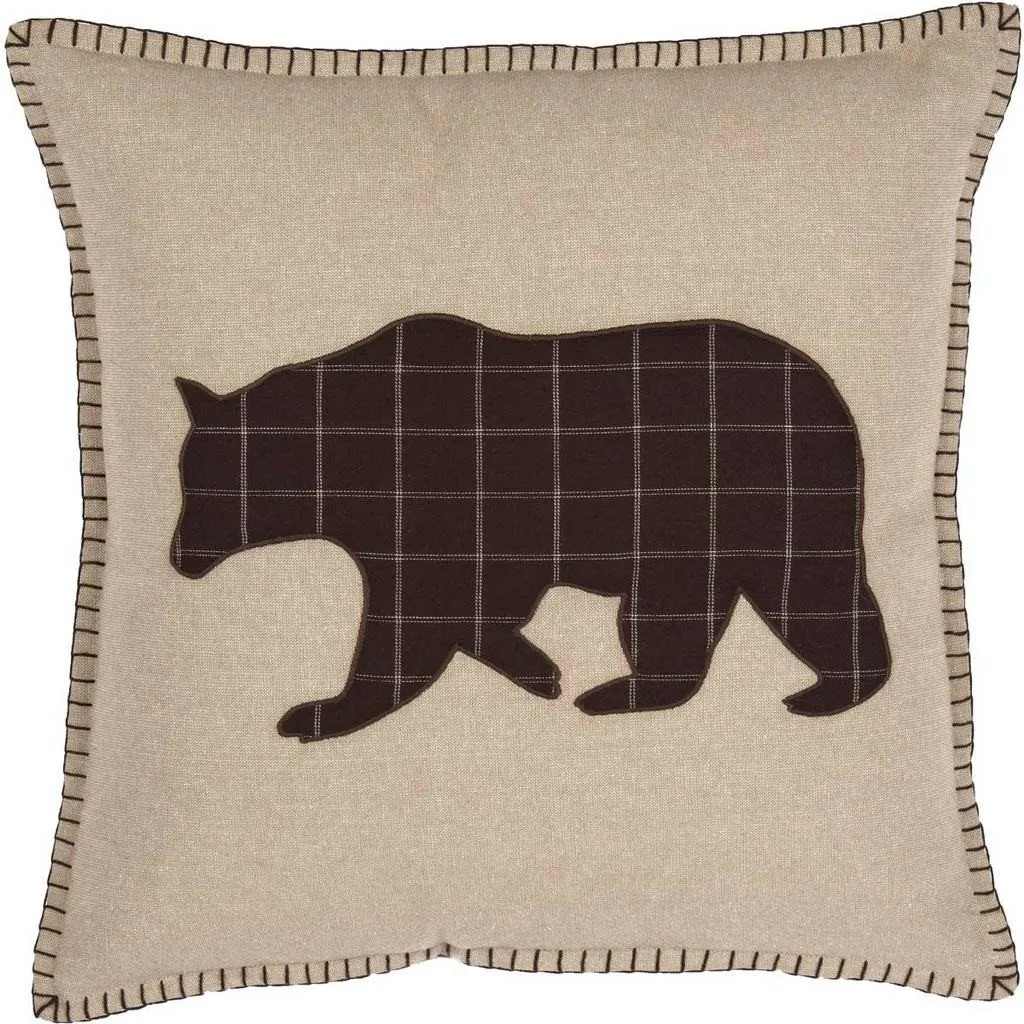 Wyatt Bear Applique Pillow 18" Filled